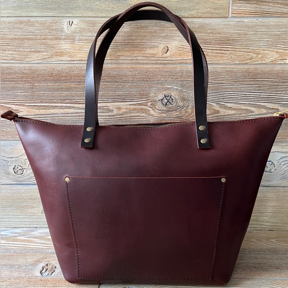 Portland Leather Goods Large Zip Top Tote in Cognac - Premium BNNU - New